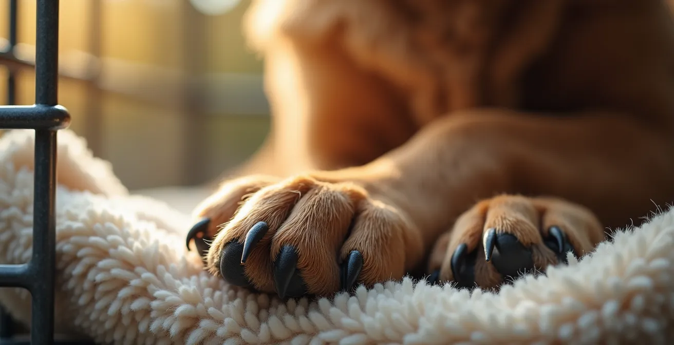 Hund liegt entspannt in offener Transportbox